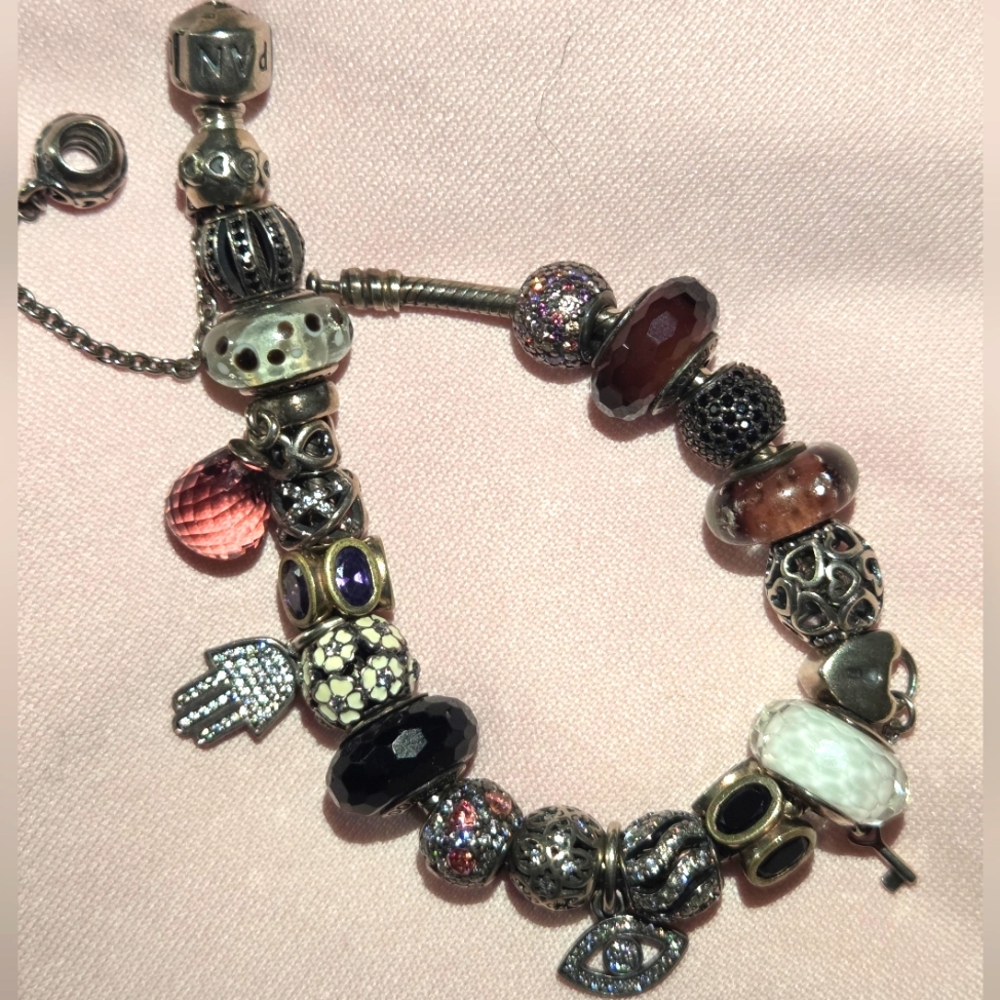 PANDORA Sterling Silver Charm Bracelet And Charms